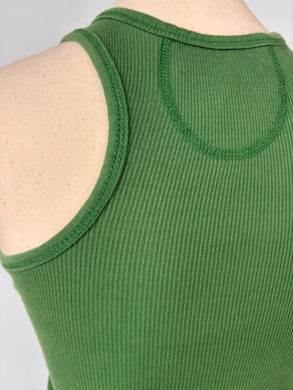 Y2K Ribbed Long Slim Active Basic Green Ribbed Tank Top M - Picture 4 of 8